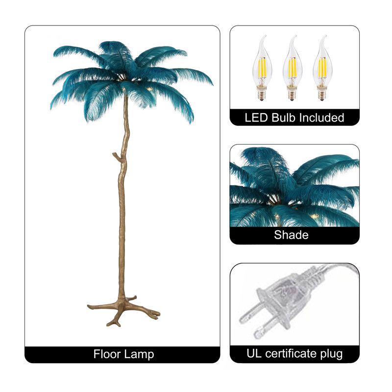 Lampe sur pied 63 po H, Bleu