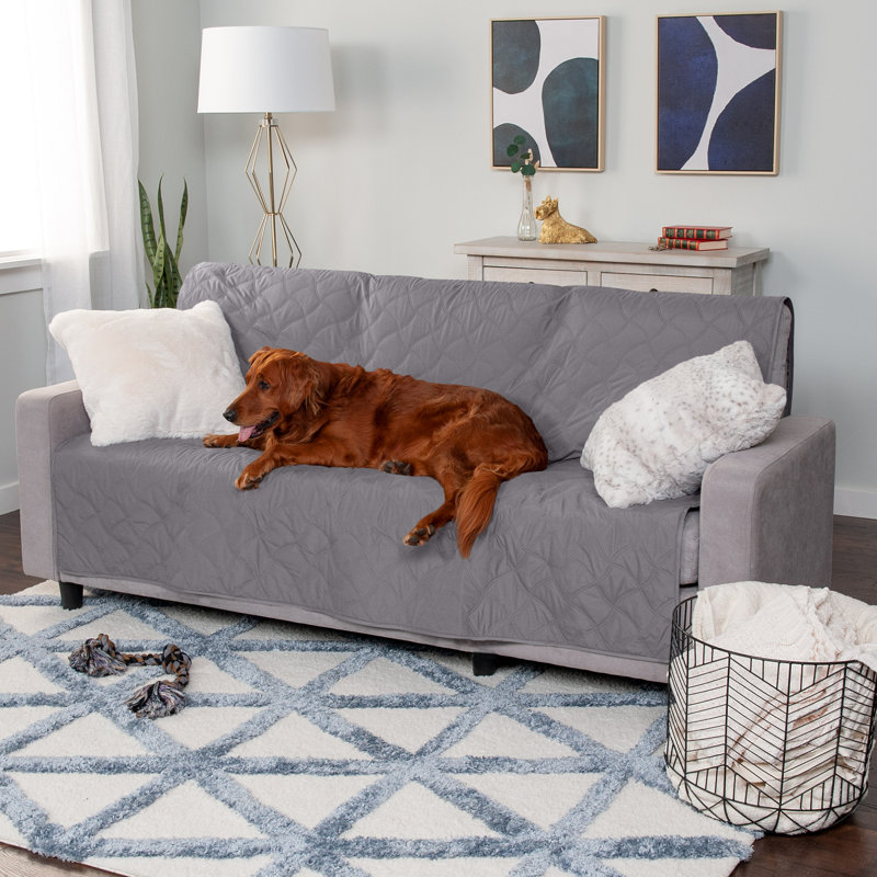 Quilted Twill Waterproof Bed Protector, Gray, 96" x 82"