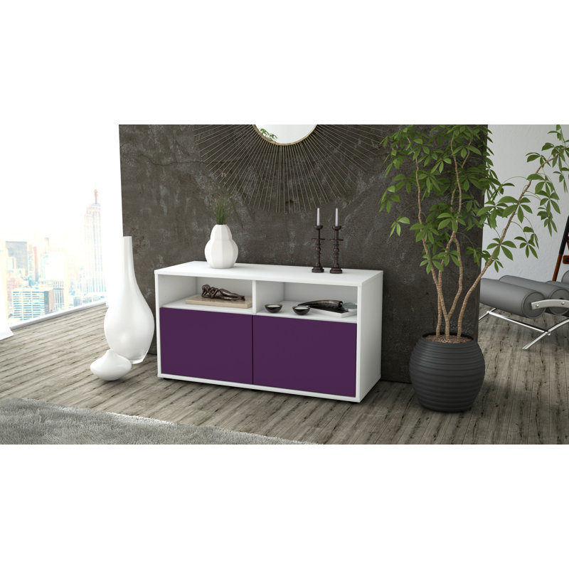 Odum 92cm W Chest of Drawers, High gloss white/Purple