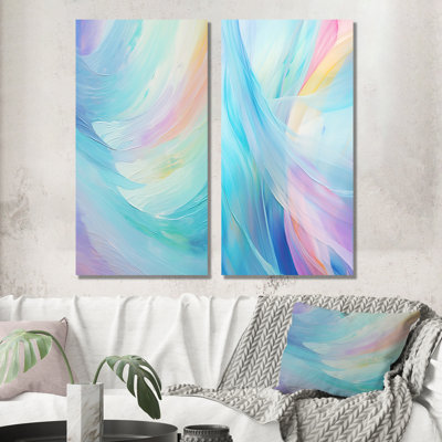 Soft Cyan Rainbow Whisper - Abstract Shapes Metal Prints Set Of 2