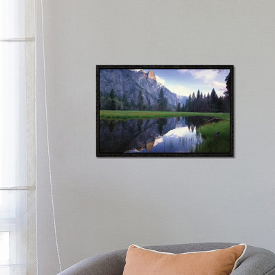Sentinel Rock, Reflected In Water, Yosemite National Park, California by Tim Fitzharris - Floater Frame Gallery-Wrapped Canvas Giclée on Canvas