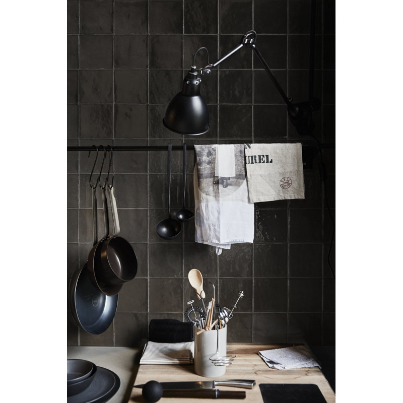 Marrakesh Zellige | 4"x4" Ceramic Wall Tile, Nero