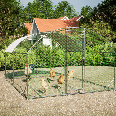 Poulailler avec cadre en métal, housse imperméable de 9,84 pi x 13,12 pi x 6,56 pi, espace spacieux pour la volaille et cage sécuritaire, espace d'activités extérieur fermé, tube de 1 po, entrée sécuritaire verrouillable