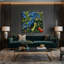 Légumes, fleurs de bourrache, art mural sur toile bleue-1670619455