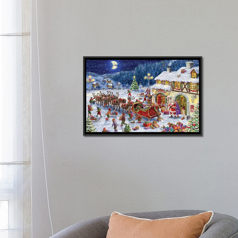 « Packing the Sleigh » par Marcello Corti-impression, H 18 po x l 26 po x P 1,5 po, Pas de tapis, Toile avec cadre noir