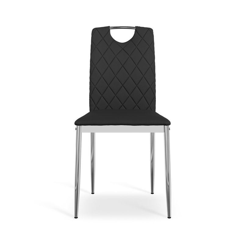 Marhill 18.1cm H Upholstered Side Chair, Black Velvet, Chrome, 2