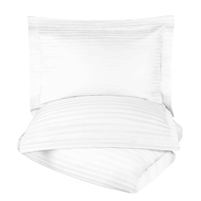 Mitchell Scotia 300 Thread Count Egyptian Cotton Blend Duvet Cover Set, Full / Queen, White