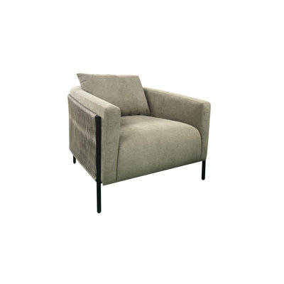 Chaise d'appoint avec design en corde, coussins confortables enveloppés, l 39 po, P 37 po, 34 H, 71 lb, rembourré sable pour le salon Extérieur élégant, coussins très confortables, revêtement l x P