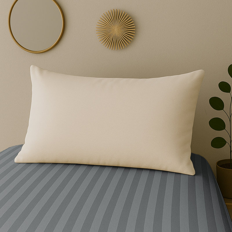 40cm Deep Pocket Microfiber Stripe Fitted Sheet, Charcoal, Single (3')