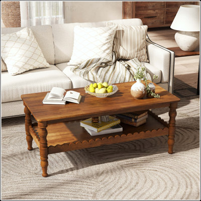 Table basse à 2 niveaux Farmhouse avec pieds en bois massif