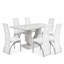 Ensemble de salle à manger contemporain 7 pièces avec table rectangulaire sur pied en faux marbre et chaises en similicuir-549078932-549078955