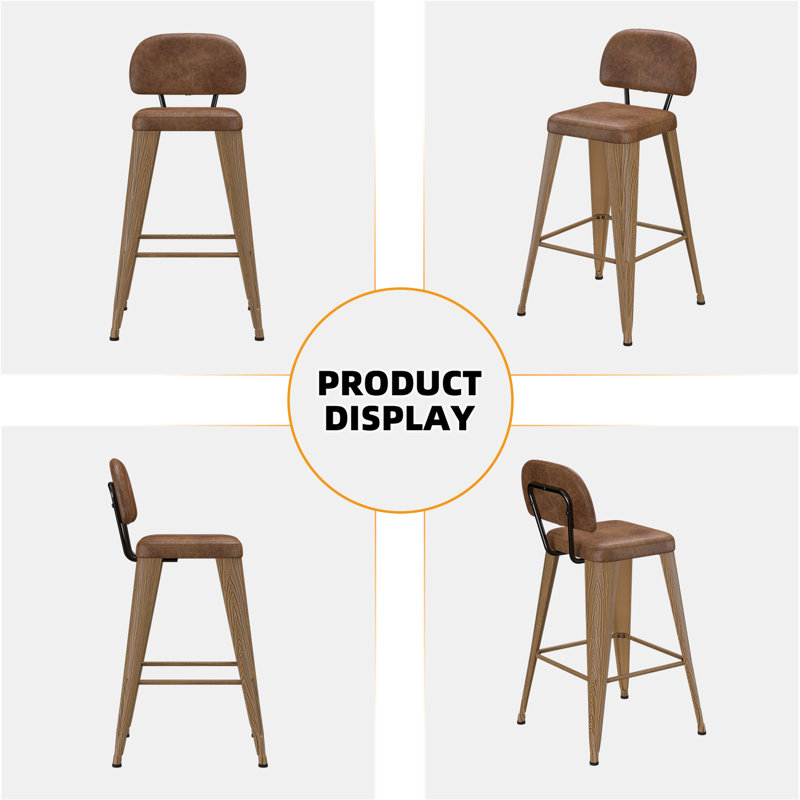 Upholstered Seat Counter Stools with Metal Frame, Walnut, Counter Stool (26" Seat Height)