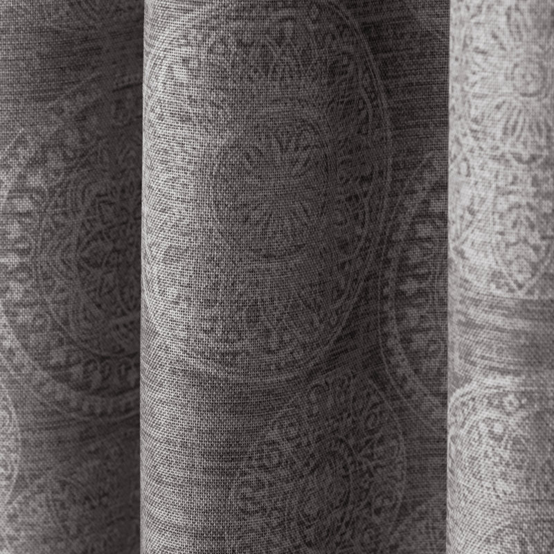 Hermbusche 100% Polyester Room Darkening Circle Print Curtain Panel with Grommet Top, 50" W x 63" L, Gray