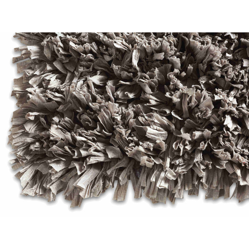 Tapis de coton argenté fait main poils longs Zalewski, 5 pi x 7 pi