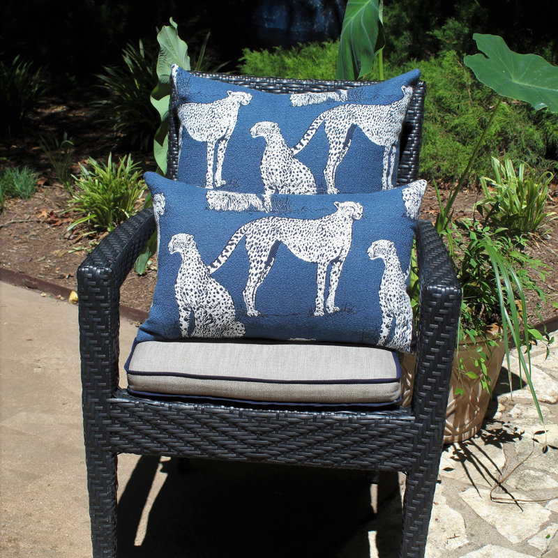 Savannah Animal Print Sunbrella® Outdoor Throw Pillow, Indigo