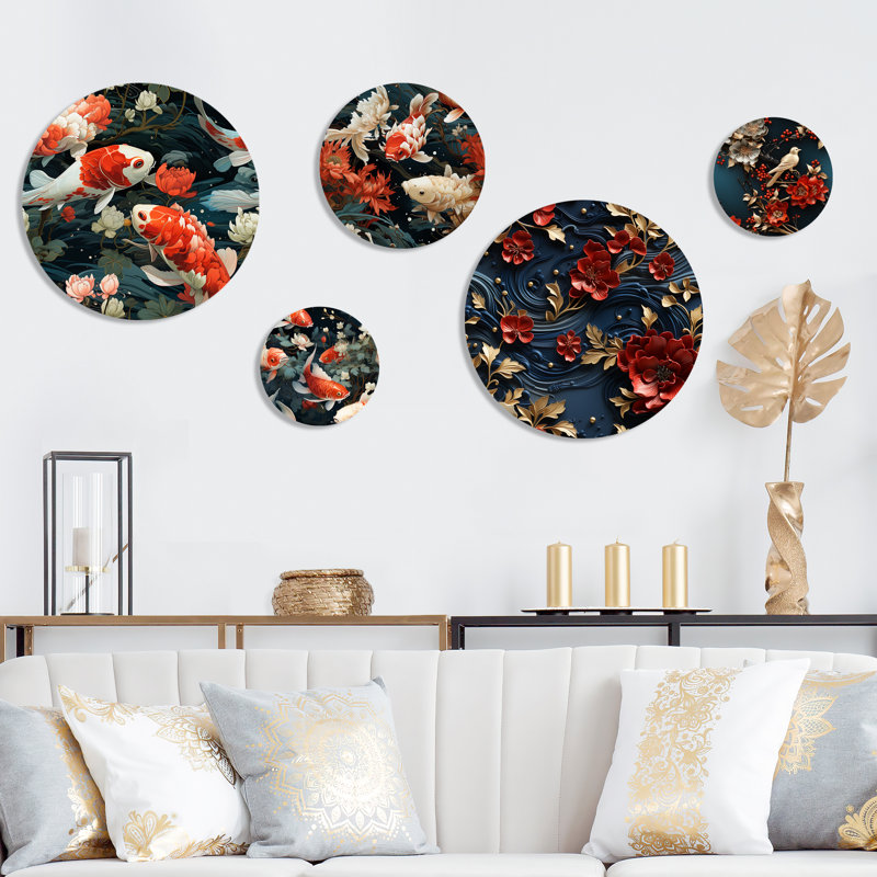 Vallarie - Ensemble abstrait d'art mural rond oriental de 5