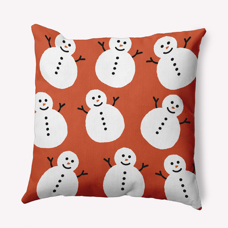 Coussin intérieur / extérieur Dancing Snowmen, H 16 po x l 16 po, Orange