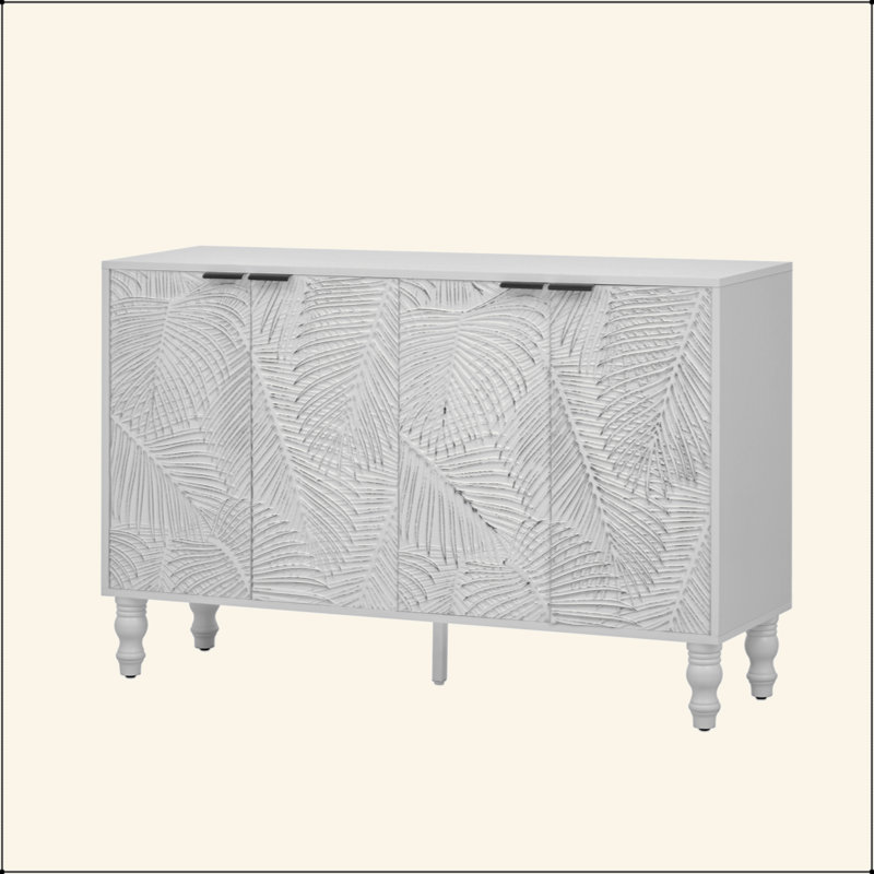 47.2'' Modern TV Stand, Entertainment Center Media Console With 2 Spacious Storage Space, Solid Wood Legs And Anti-Tip Device For Living Room, Up To 43''