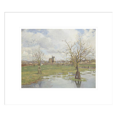 «Flooded Fields at St.-Ouen l'Aumône» par Camille Pissarro, impression giclée encadrée