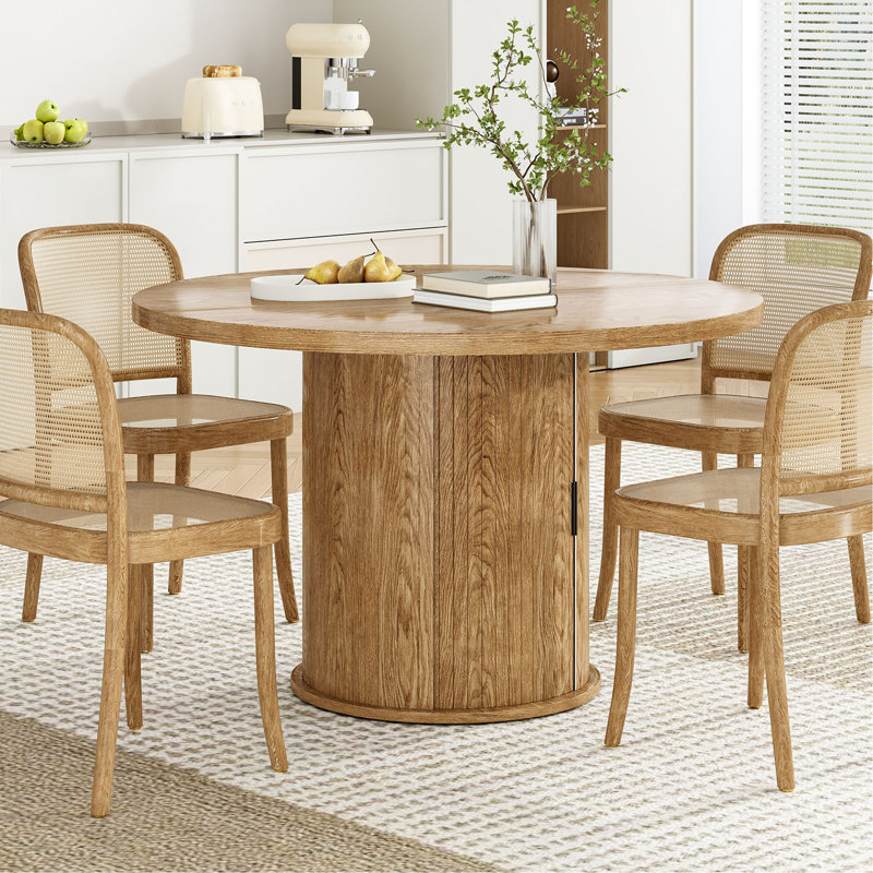 Table de salle à manger ronde 43 po pour 4 personnes, petite table de cuisine en bois avec base en métal robuste, table de salle à manger ronde moderne pour salle à manger, assemblage facile