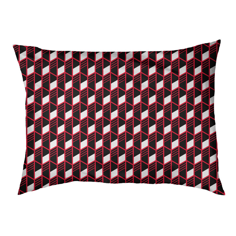Coussin de concepteur pour chat à rayures géométriques Byrge, Grand - L 52 po x l 42 po, Rouge