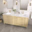 Meuble-lavabo double autoportant de 54 pouces entièrement assemblé avec comptoir en marbre blanc reconstitué-457438635