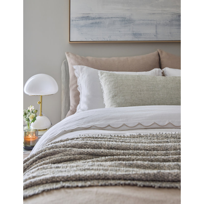 Ensemble de draps Kelly, Ensemble de draps grand lit + 2 taies d'oreiller, Blanc / lin