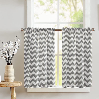 Cotton Blend Chevron Tailored Cafe Curtain
