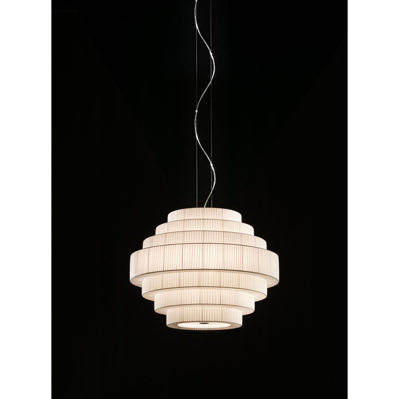 Mos 6 - Light Globe Chandelier, White Translucent Ribbon, 27.17" H x 35.43" W x 35.43" D