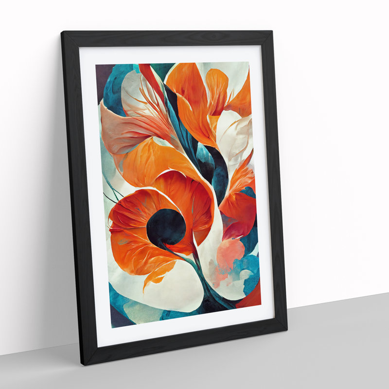 Abstract Flowers Modern No.1 - Framed Print, Black, 64cm H x 46cm W x 2cm D