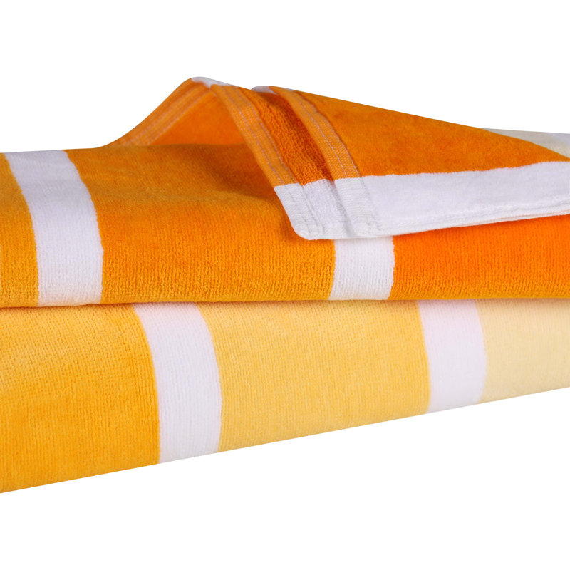 Très grande serviette de plage en coton et velours délavé, Jaune