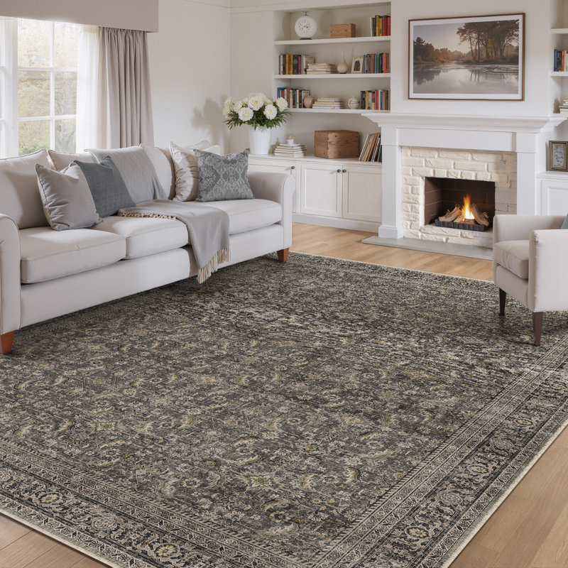 Goudeau Vintage Area Rugs For Living Room With Non-Slip Backing, Rectangle 9' x 12'
