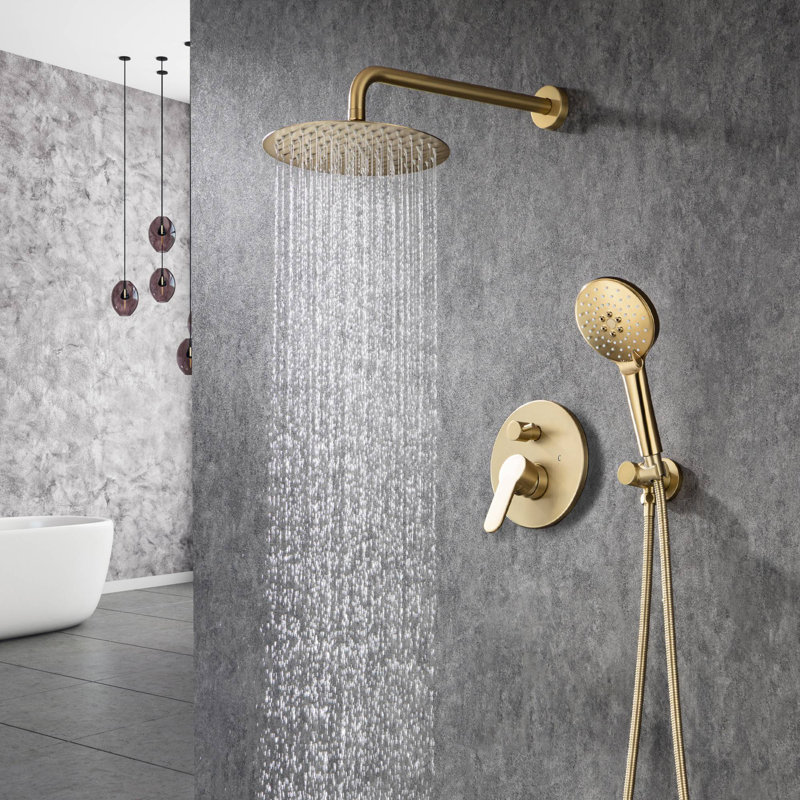 Rainlex Pressure-balanced Shower Faucet With Rough-in Valve Rainlex, Brushed Golden