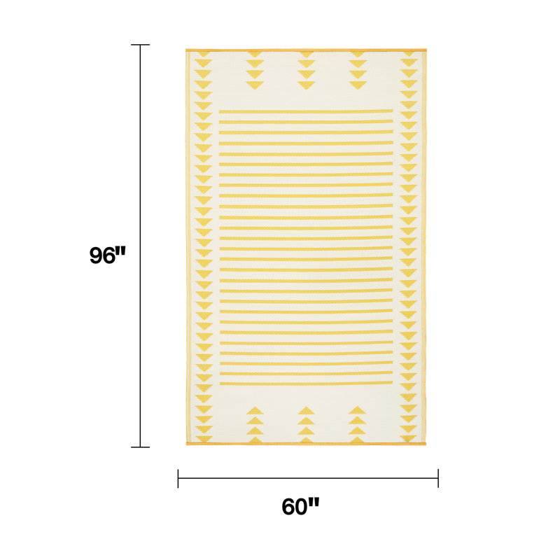  Ivin  Outdoor Rug Recycled Plastic Waterproof Patio - Yellow, Rectangle 5' x 8'
