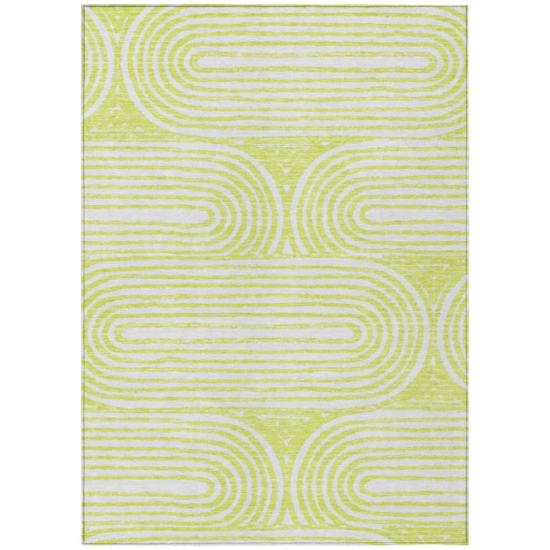 Tapis extérieur lavable abstrait vert et blanc HomeRoots 5 pi x 8 pi