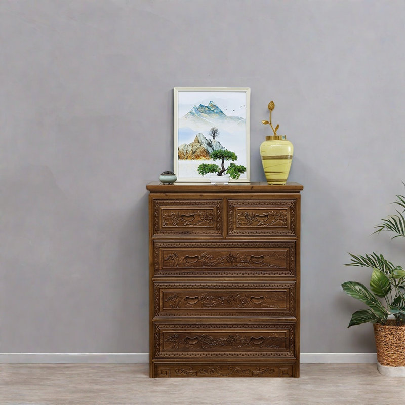 Carved Flower Entryway Cabinet