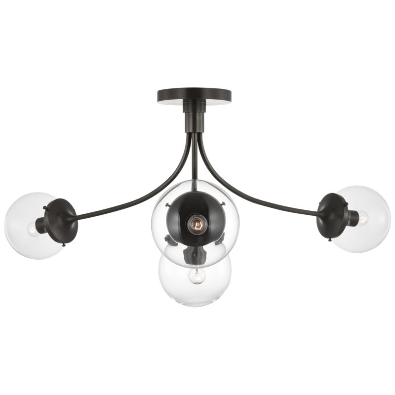 Prescott 4 - Light Semi Flush Mount, Polished Nickel, Clear