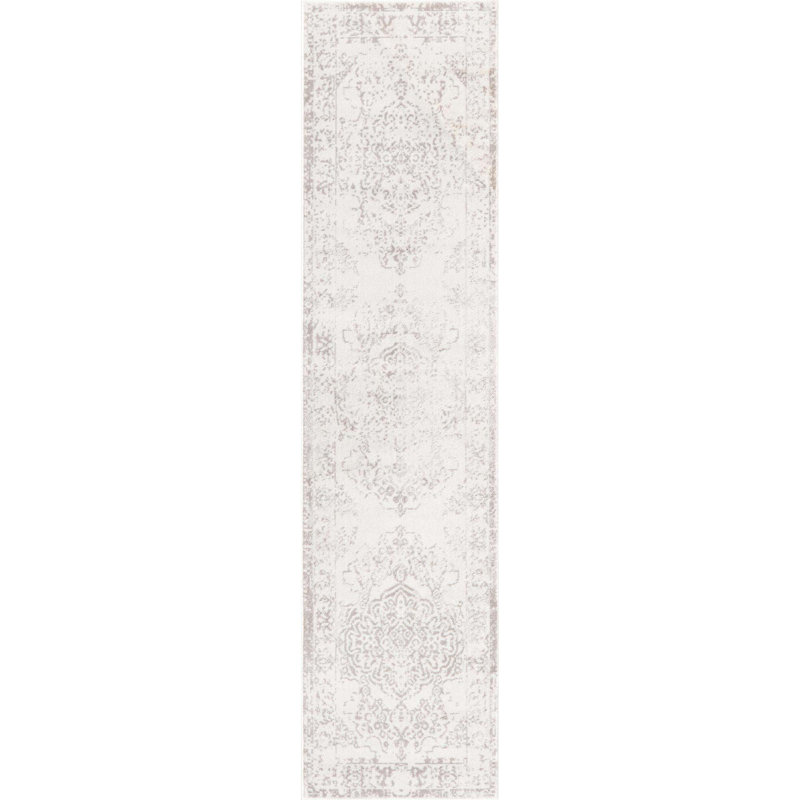 Avalynne Oriental Ivory/Gray Area Rug, Runner 2' x 8'