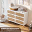 Commode 6 tiroirs pour la chambre à coucher en rotin, grande commode double avec tiroirs profonds, commode pour garde-robe à large plateau-418738595