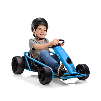 Karting 24 V 8 à 12 ans, 300 W * 2 moteurs très puissants, grande batterie 9Ah, dérive à grande vitesse de 8,1 MPH avec musique, klaxon, charge extérieure maximale de 155 lb