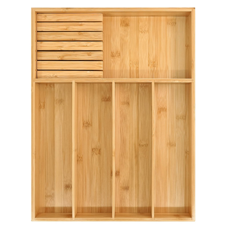 Bamboo Silverware Drawer Organizer, 5 Slots, Naturel