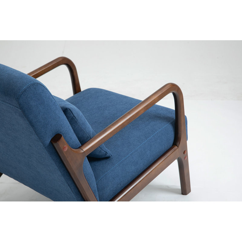 Chaise d'appoint Mid-Century moderne avec structure en bois, chaises de salon rembourrées avec coussin de taille, fauteuil de lecture pour véranda de chambre à coucher