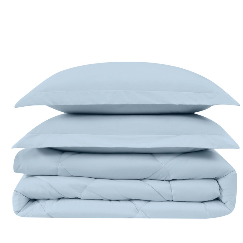 Ensemble d'édredon en coton, Édredon pour lit simple TG + 1 taie décorative, Bleu