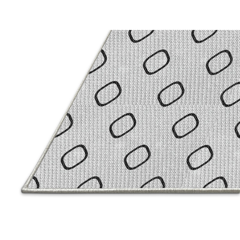 Tapis blanc/noir à motifs, Rectangle 6 pi x 9 pi