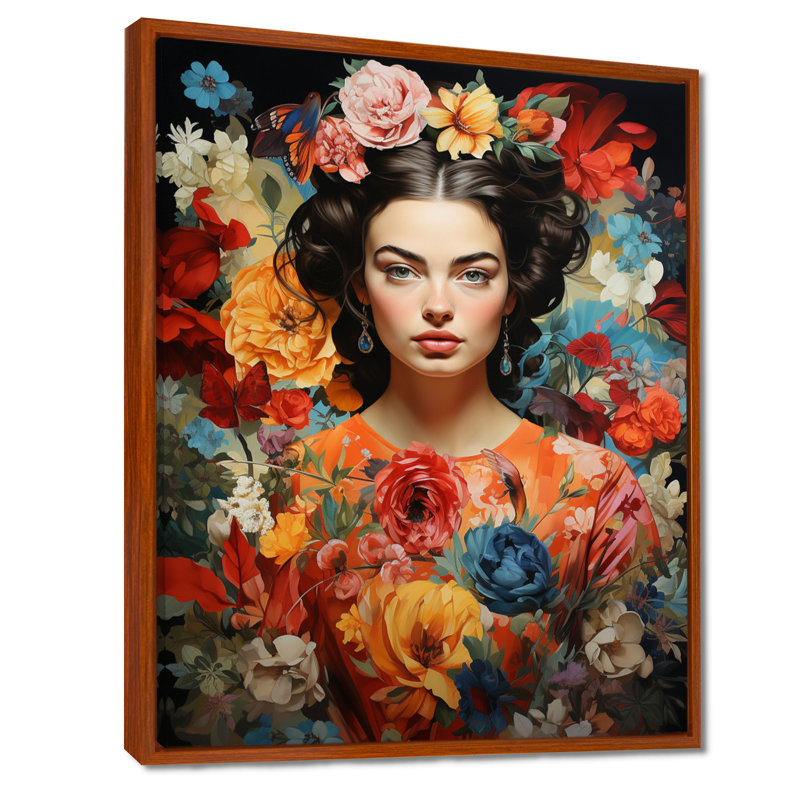 Art mural sur toile Ilena, 20" H x 12" W, Cadre flottant brun