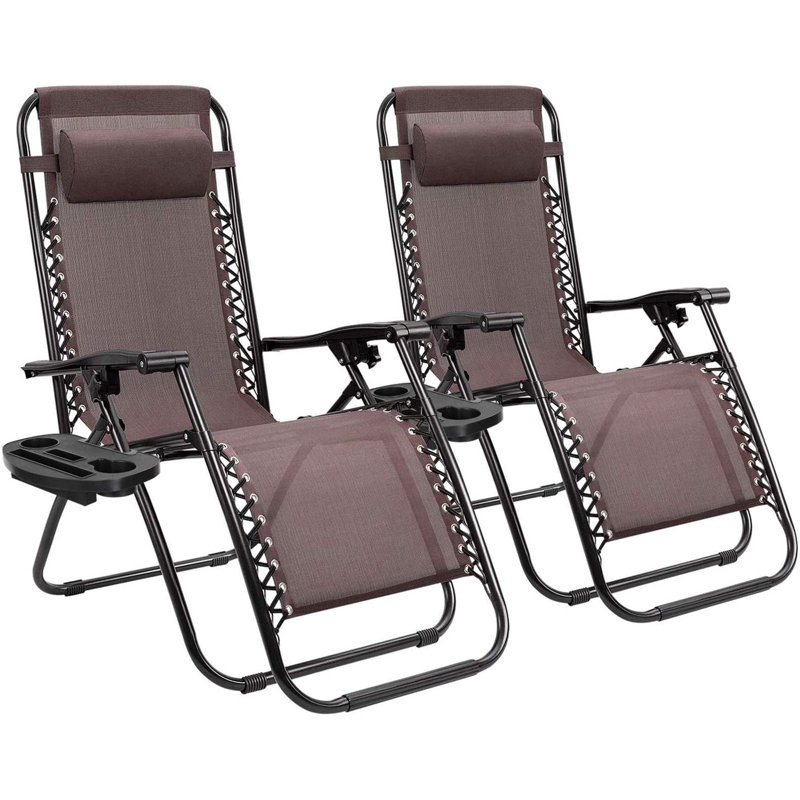 Fauteuil inclinable zéro gravité 2 pièces, Brun