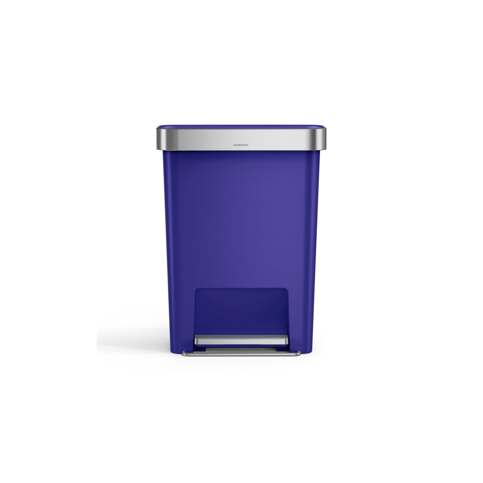 Simplehuman 45 Liter / 12 Gallon Rectangular Kitchen Step Trash Can with Soft-Close Lid, Plastic, Indigo
