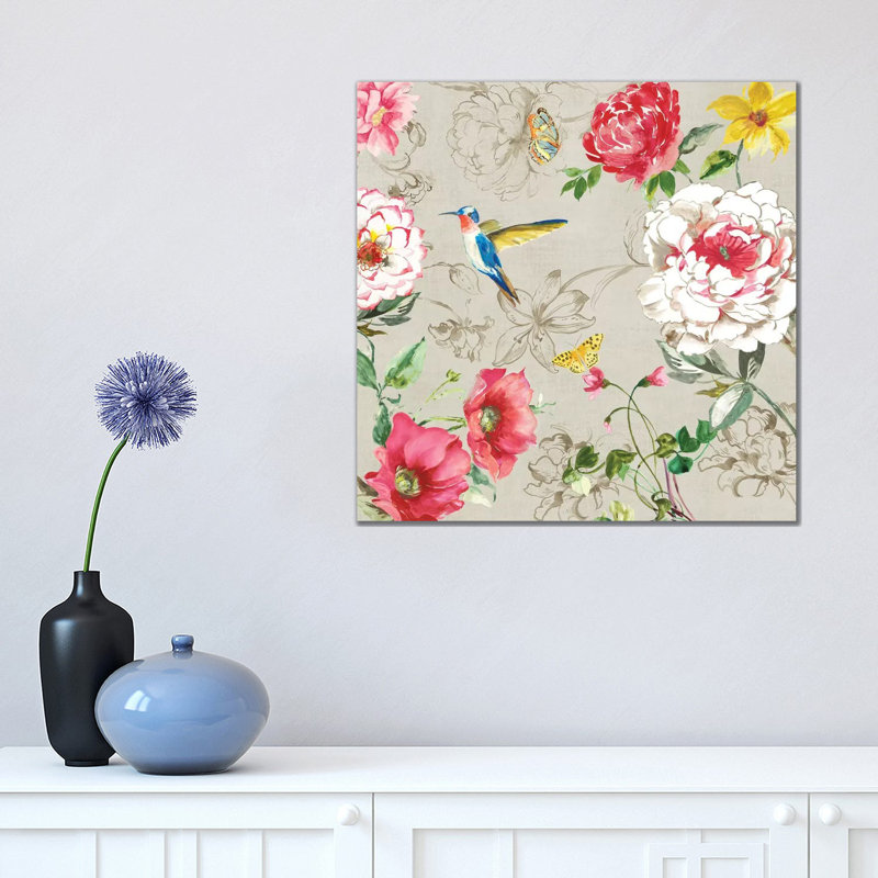 Hummingbird Botanical II by Asia Jensen - Wrapped Canvas Painting