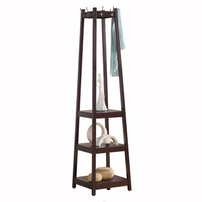 Portemanteau polyvalent Vassen avec tablettes à trois niveaux pour le rangement