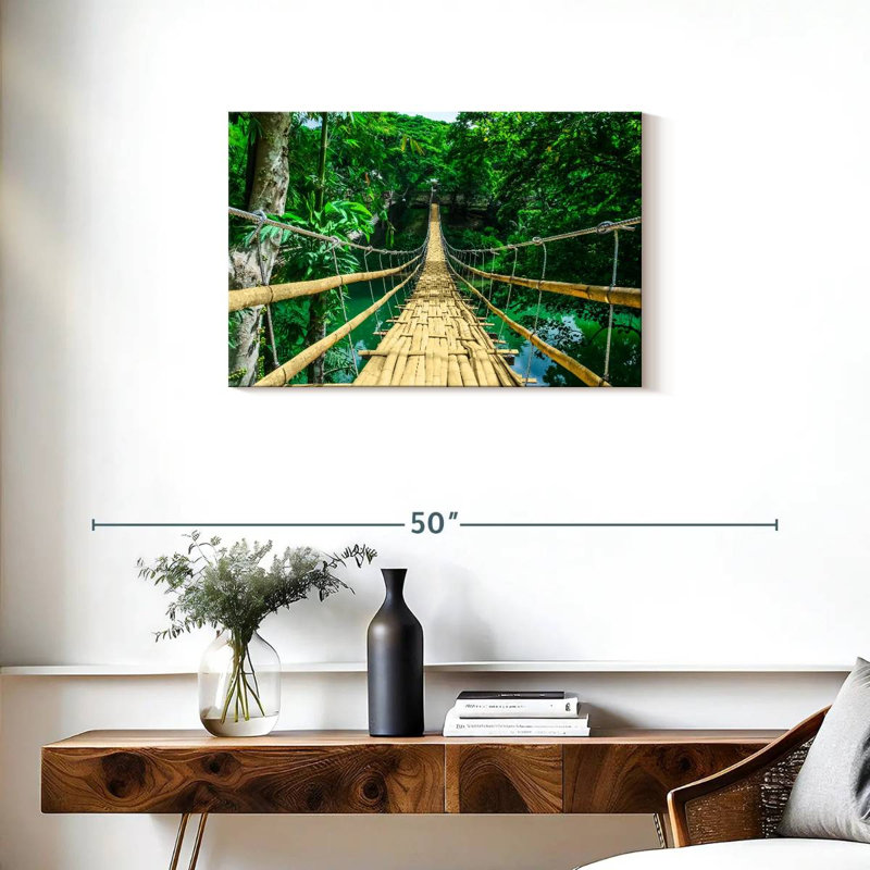 Lilie Sipatan River Bamboo Bridge, 20" H x 30" W
